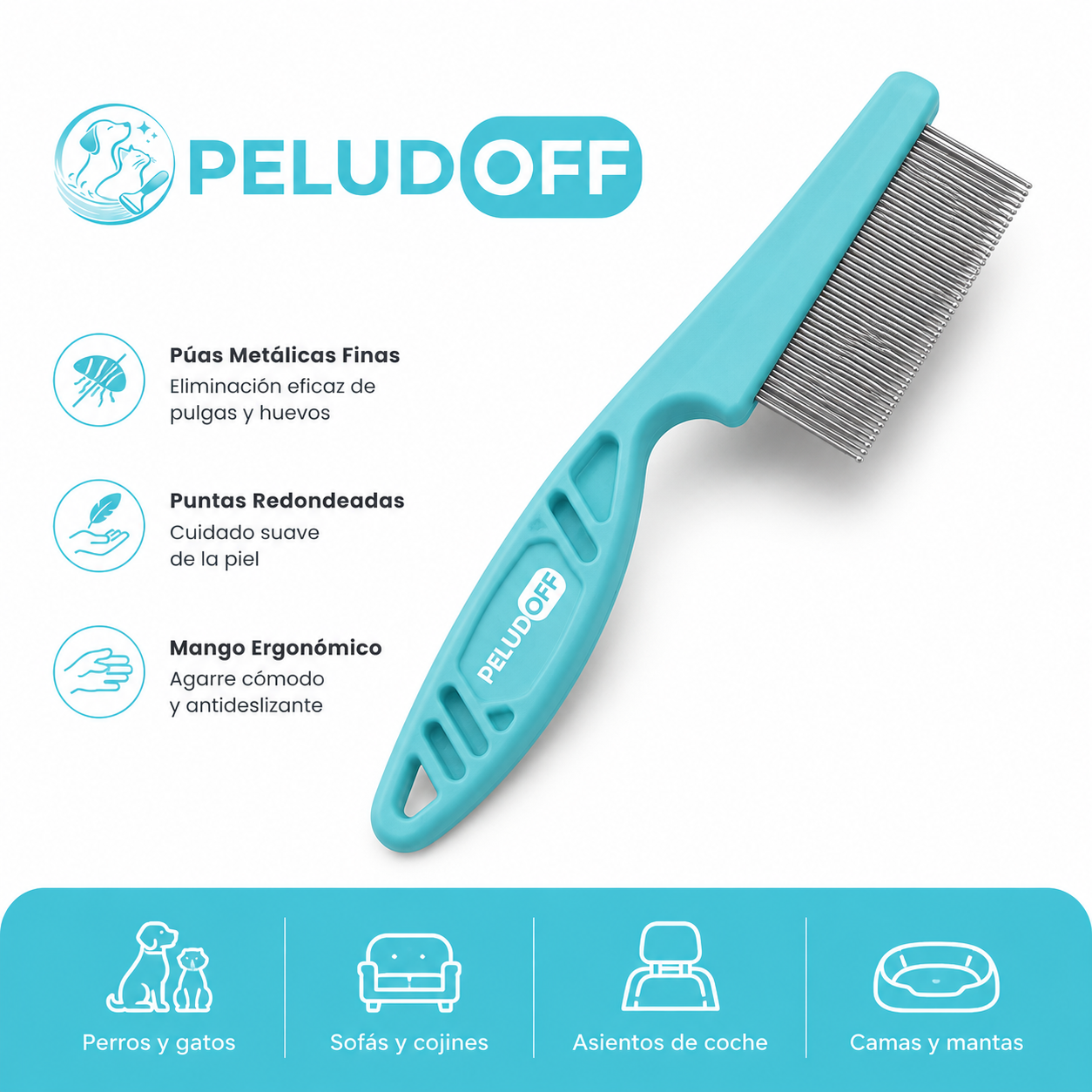 Peludoff — Peine Quitanudos para Mascotas