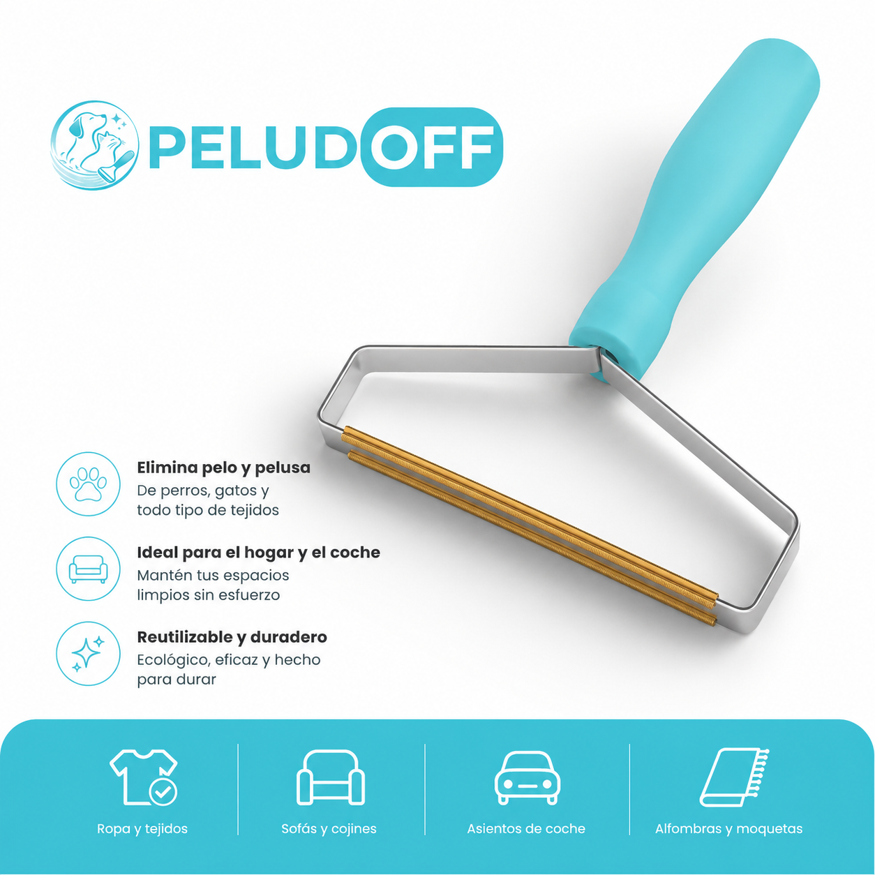 Beneficios del cepillo Peludoff: elimina pelo y pelusa, ideal para hogar y coche, reutilizable