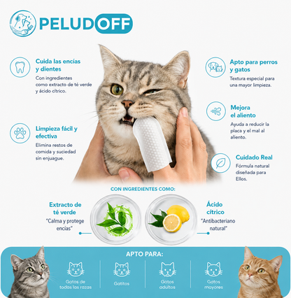 Peludoff Dedal Dental en uso con gato
