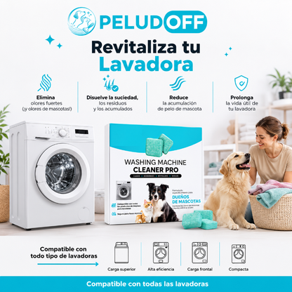 Peludoff revitaliza tu lavadora: elimina olores, disuelve residuos, reduce pelo de mascota